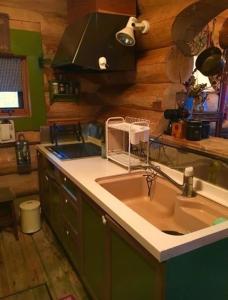 une cuisine avec un évier et une cuisinière dans l'établissement Cottage Dejavu & Harvest - Vacation STAY 03242v, à Uwano