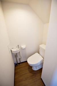 a small bathroom with a toilet and a sink at Plus Life Ohama - Vacation STAY 85882v in Miyara +24 photos