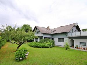 ザンクト・カンツィアン・アム・クロッパイナー・ゼーにあるApartment in St Kanzian by Klopeiner Seeの木の植わる緑の庭のある家
