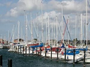 a bunch of boats docked in a harbor at 8 person holiday home on a holiday park in Bogense in Bogense