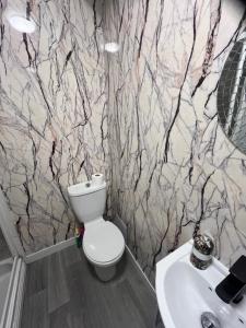 a bathroom with a toilet and a sink at Private Room 2 Near Southmead Hospital in Bristol