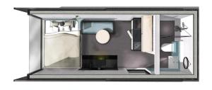 a drawing of a small room with at Dog friendly cabin & hot tub and Cairngorm views in Aviemore