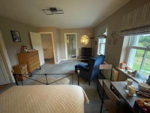 a living room with a bed and a chair in a room at Boutique En-Suite Bedroom Cork in Mallow