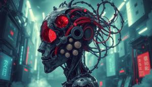 埃拉泽Tester的城市里一个带着一堆电线的机器人