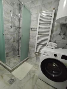 a washing machine in a bathroom with a shower at Jovičića Kuća in Mokra Gora +19 photos
