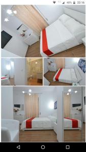 a collage of four pictures of a bedroom at Domus casilina in Rome
