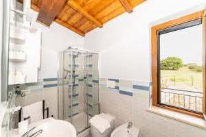 un bagno con doccia, WC e finestra di La Tuscia da Quassù a Montefiascone Altre 49 foto