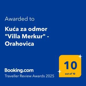 a yellow square with the words awarded to kula zena olor violina at Kuća za odmor "Villa Merkur" - Orahovica in Orahovica +48 photos