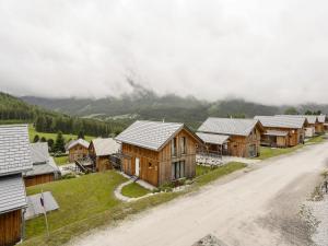 an aerial view of a village with snow covered roofs at Chalet in Hohentauern am Skilift in Hohentauern