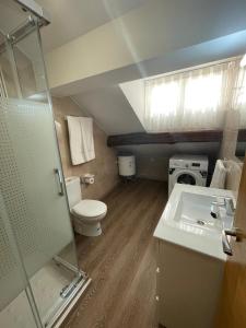 a small bathroom with a toilet and a sink at Apartamento Paseo Malecón Planta 2 in Monforte de Lemos +57 photos