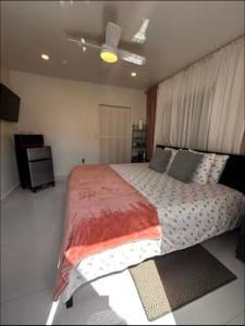 a bedroom with a large bed and a television at MIAMI ROOMs in Miami