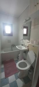 a bathroom with a toilet and a sink and a tub at Οικια κοντα μονοπατι των κενταυρων in Portariá