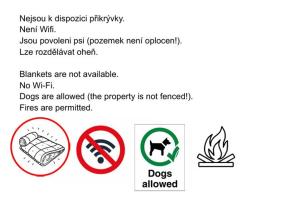 a screenshot of a sign that says dogs are allowed at Teepee na Fléčku in Uherské Hradiště