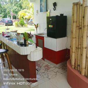 une cuisine avec un comptoir et un évier dans une pièce dans l'établissement BeautyByNature Estate by "Khadija&Family", unique private rooms, homemade dishes in a wonderful setting, à Wa