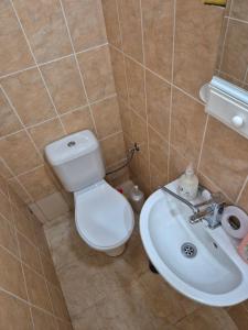 een badkamer met toilet en wastafel bij Private stay place in Sofia