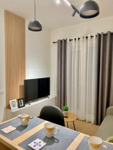 TV a/nebo společenská místnost v ubytování Oxa Apartment Tirane