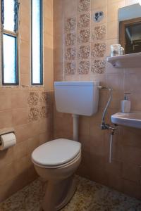 a bathroom with a toilet and a sink at Serene housecomplex,110m2 house by marvellous sea in Mola Kalyva