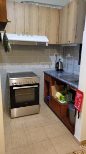 a kitchen with a stove and a counter top at Filippos Apartments "Apartment 1" in Kefallonia