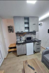 a kitchen with a sink and a counter top at Radojkovic Apartman in Belgrade