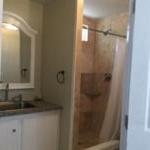 a bathroom with a shower and a sink at Olancha RV Park and Motel in Olancha +115 photos