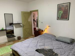 a bedroom with a large bed and a mirror at Panoramic Luxury 2BR Beach Access in Dahab