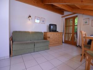 a living room with a couch and a tv at Ferienhaus im Berchtesgadener Land in Schönau am Königssee