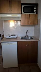 a kitchen with a sink and a microwave at Muses in Neos Marmaras +58 photos