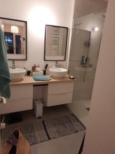Bilik mandi di Chambre privée avec balcon et parking gratuit Anglet Bayonne