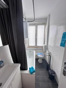 a bathroom with a toilet and a sink at Ecostay Al Porto in Münster