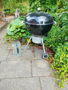 a grill sitting on the ground in a garden at Family-friendly house in Holluf Pile in Odense