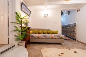 a living room with a couch and a plant at Kasbah Dream - Great Location in Tangier in Tangier
