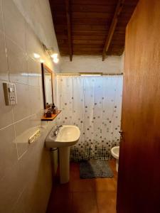 a bathroom with a sink and a shower and a toilet at Bla Lodge in El Calafate +41 photos