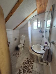 a bathroom with a sink and a toilet at Un Rio Sana in Gornji Ribnik +36 photos