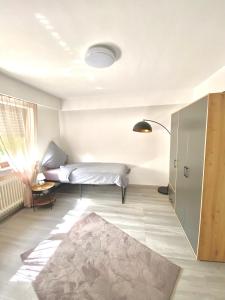 艾兴策尔Barock Living Fulda的一间带床和地毯的卧室