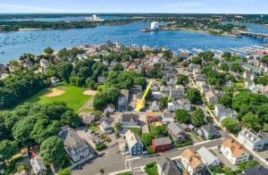 an aerial view of a small town next to the water at Stylish Stay By Beach And Shops in Beverly