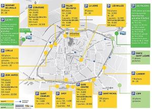 a map of a city with yellow dots at Chambre calme, climatisé, appartement N2 in Avignon