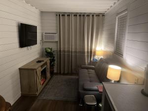 a small living room with a couch and a tv at The Salty Cove IRB in Clearwater Beach