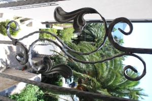 a wrought iron fence with a plant behind it at Swiss Residence Montenegro in Herceg-Novi