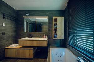 a bathroom with a sink and a bath tub at Villa Flandre in Berlare +45 photos