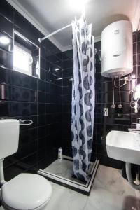 un bagno con un water e un lavandino di Modern Mountain Villa House with Private Pool, Jacuzzi & Sauna - Sarajevo Trebevic a Sarajevo Altre 19 foto
