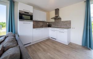 カンペルラントにある3 Bedroom Amazing Home In Kamperlandの白いキャビネットとソファ付きのキッチン