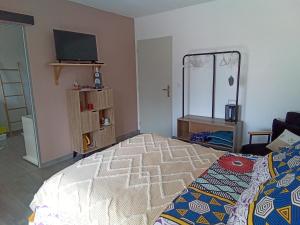 Postel nebo postele na pokoji v ubytování Chambre d'hôtes au milieu des vignes