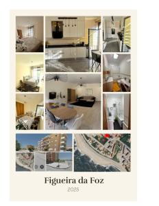a collage of photos of a kitchen and a living room at Atlantic Foz in Buarcos