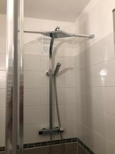 a shower in a bathroom with a shower head at Studio Côté Sud in Superdevoluy
