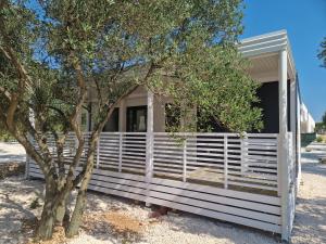 a white house with a tree in front of it at Camping Resort Šibenik in Razvala