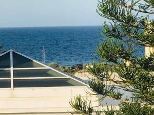a view of the ocean from behind a tree at Appartement de plage f in As Suwaysah