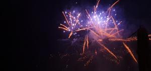 a group of fireworks in the night sky at Pension Regina in Cochem