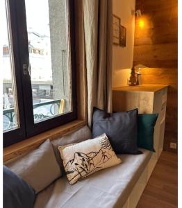 Χώρος καθιστικού στο Charming Mont-Blanc View Studio in Chamonix