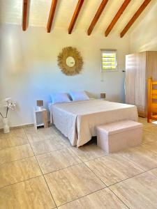 a bedroom with a bed and a mirror on the wall at Gîte Belle Place in Le Gosier