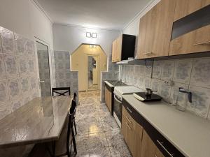 ドロベタ・トゥルヌ・セヴェリンにあるBZE Residenceのキッチン(カウンター、カウンタートップ付)